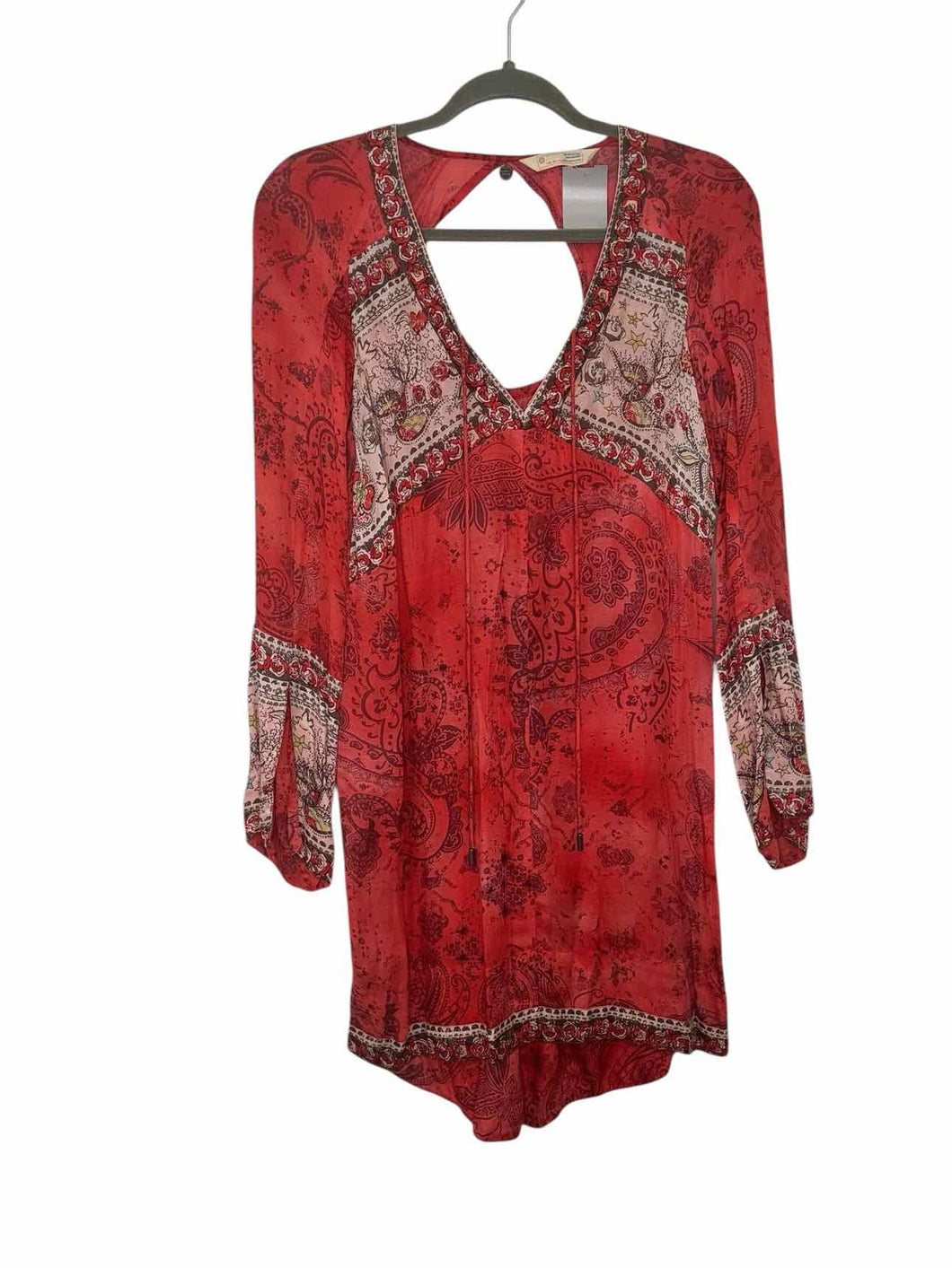 Odd Molly Size Small Red Print Pre-Owned Dress- Ladies