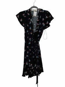 Diane VonFurstenberg Size X- Small Black Floral Pre-Owned Dress- Ladies