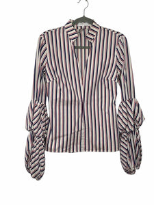 Caroline Constas Size Medium White Stripe Pre-Owned Shirt- Ladies