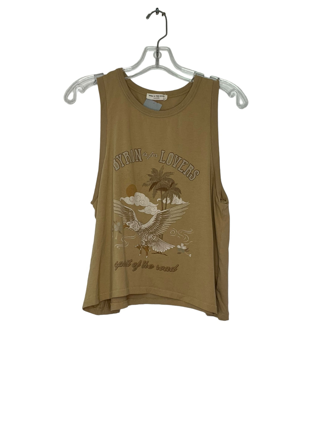 Spell & the Gypsy Size Large Beige Print Tank Top- Ladies
