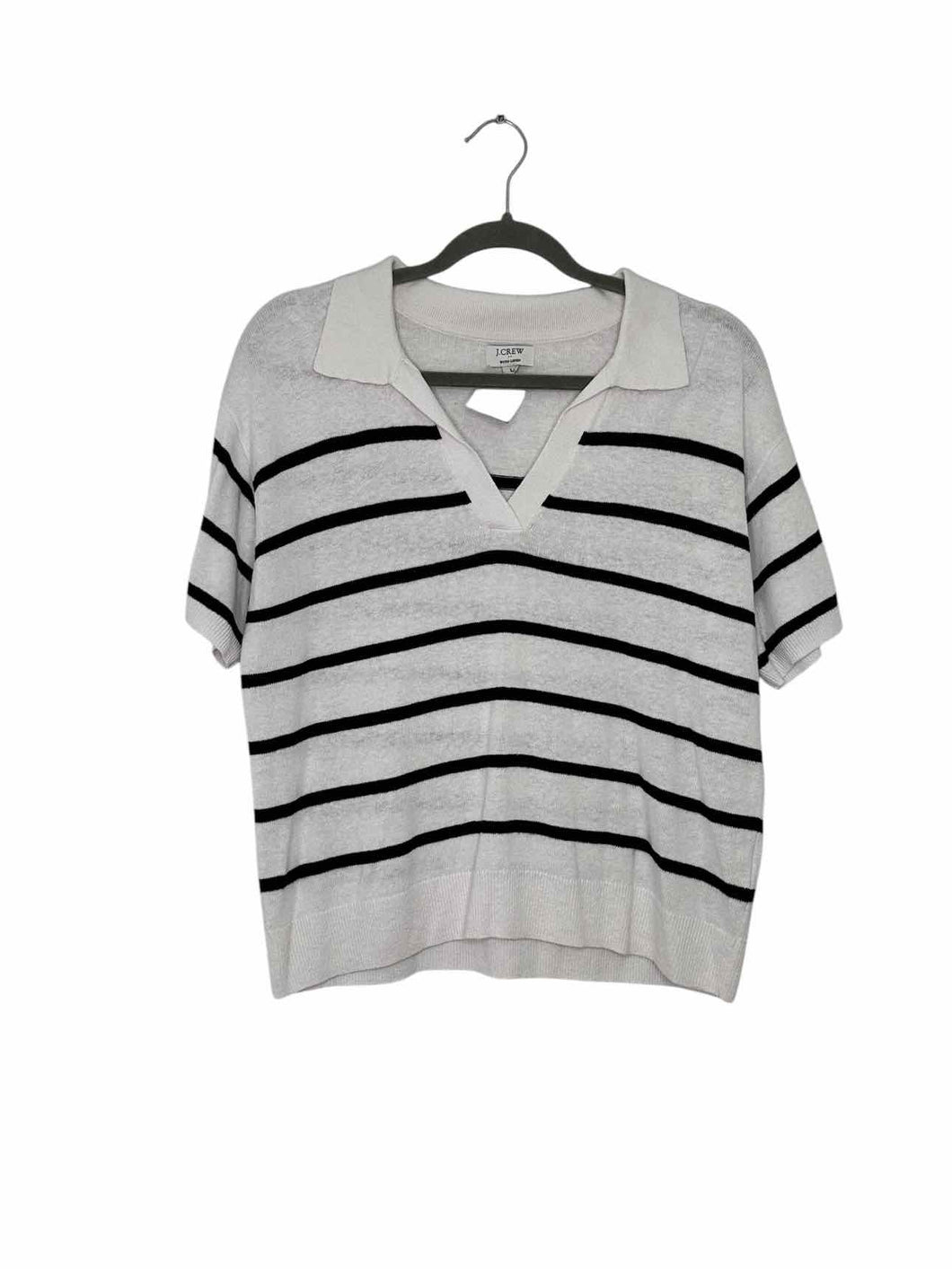 J Crew Size Large White Stripe Pre-Owned Sweater- Ladies