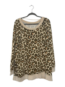 Free People Size Medium Animal Print Pre-Owned Sweatshirt- Ladies