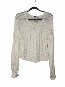 Free People Size Medium White Pre-Owned Sweater- Ladies