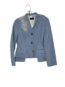 Creatures of the Wind Size 10 Blue Print Pre-Owned Blazer/Indoor Jacket- Ladies