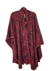 Novica Size One Size Burgundy Print Pre-Owned Wrap- Ladies