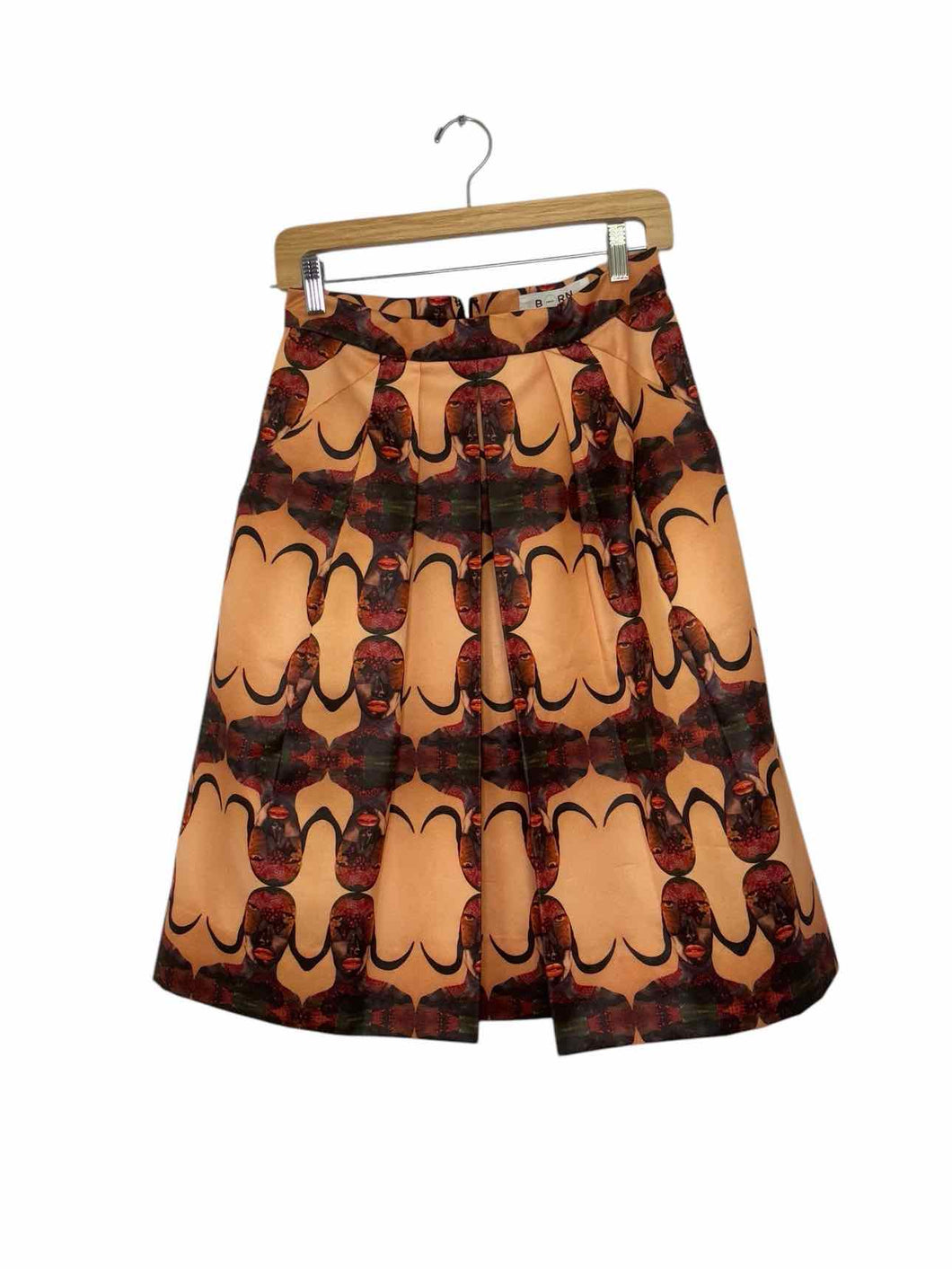 Prada Size 6 Orange Print Pre-Owned Skirt- Ladies