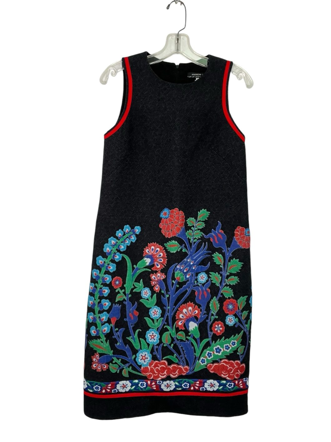 Andrew GN Size 6 Black Print Pre-Owned Dress- Ladies