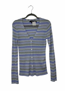 Theory Size Medium Blue Stripe Pre-Owned Sweater- Ladies