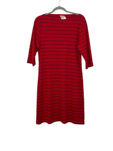 LL Bean Size Large Red Stripe Pre-Owned Dress- Ladies