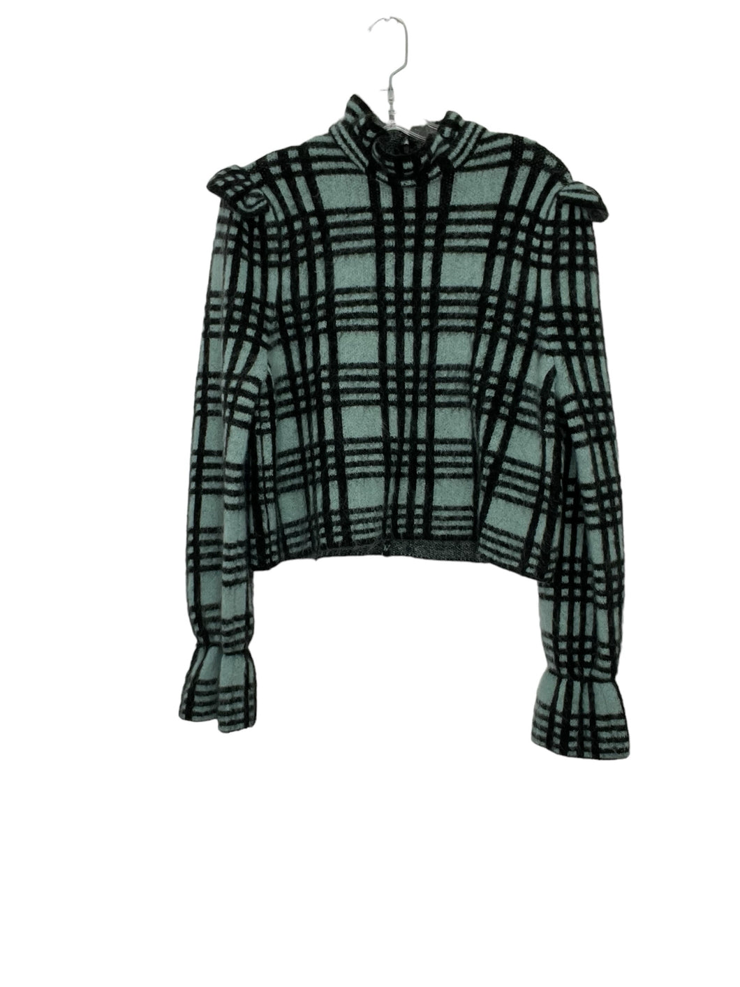 Zara Size Medium Green Plaid Pre-Owned Sweater- Ladies