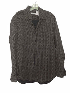 Barney's Size L Black Print Pre-Owned Shirt- Mens