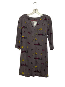 Boden Size 4 Grey Print Pre-Owned Dress- Ladies