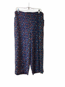 Madewell Size Large Navy Floral Pre-Owned Pants- Ladies