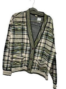 Free People Size Large Green Plaid Pre-Owned Sweater- Ladies