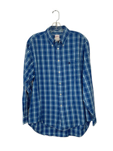 Brooks Brothers Size L Blue Plaid Pre-Owned Shirt- Mens