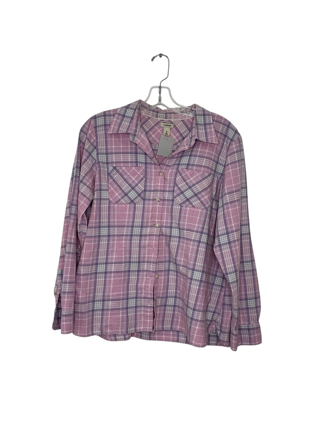 LL Bean Size Medium Pink Plaid Pre-Owned Shirt- Ladies