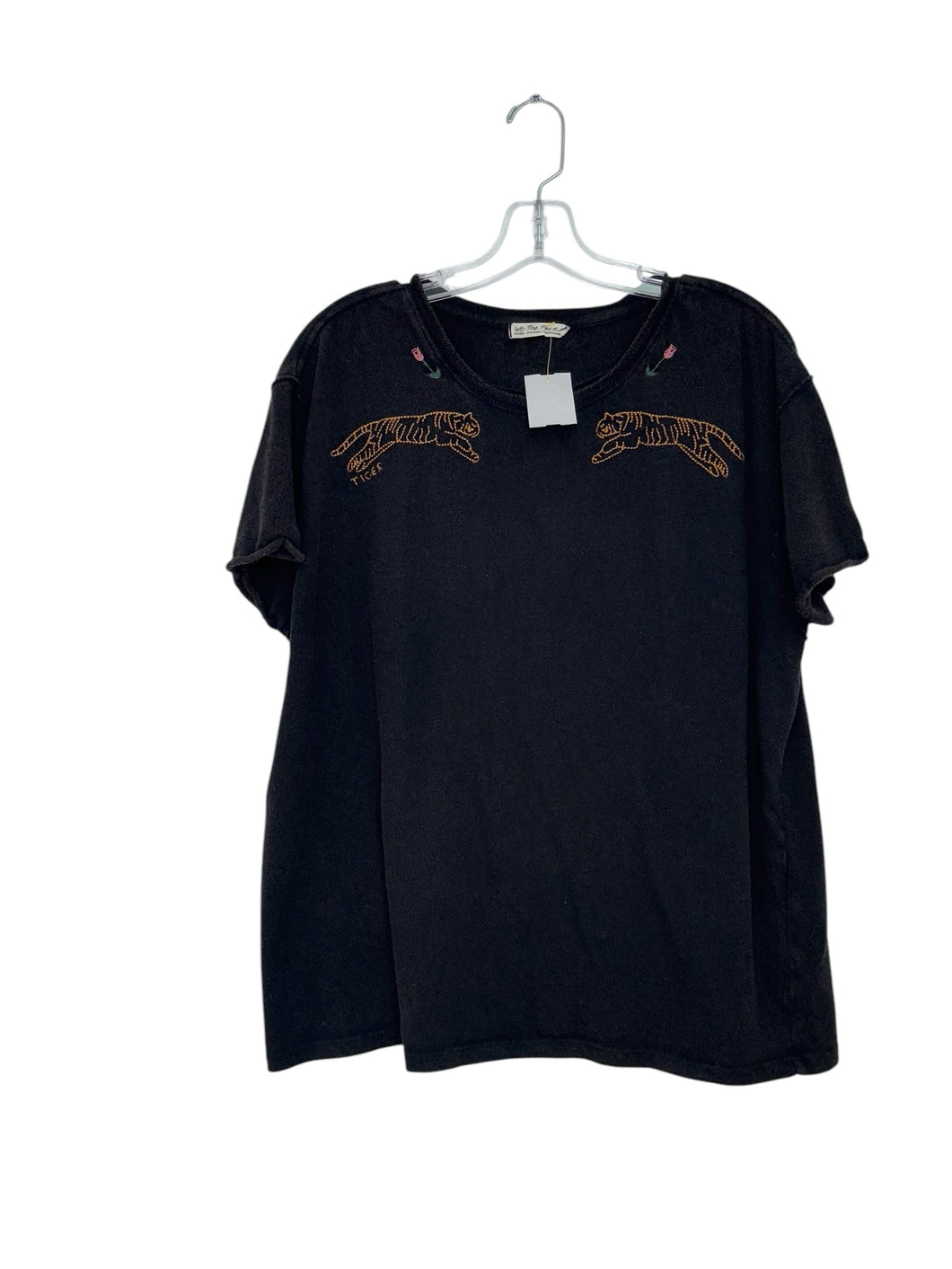 Free People Size Medium Black Pre-Owned T-Shirt- Ladies