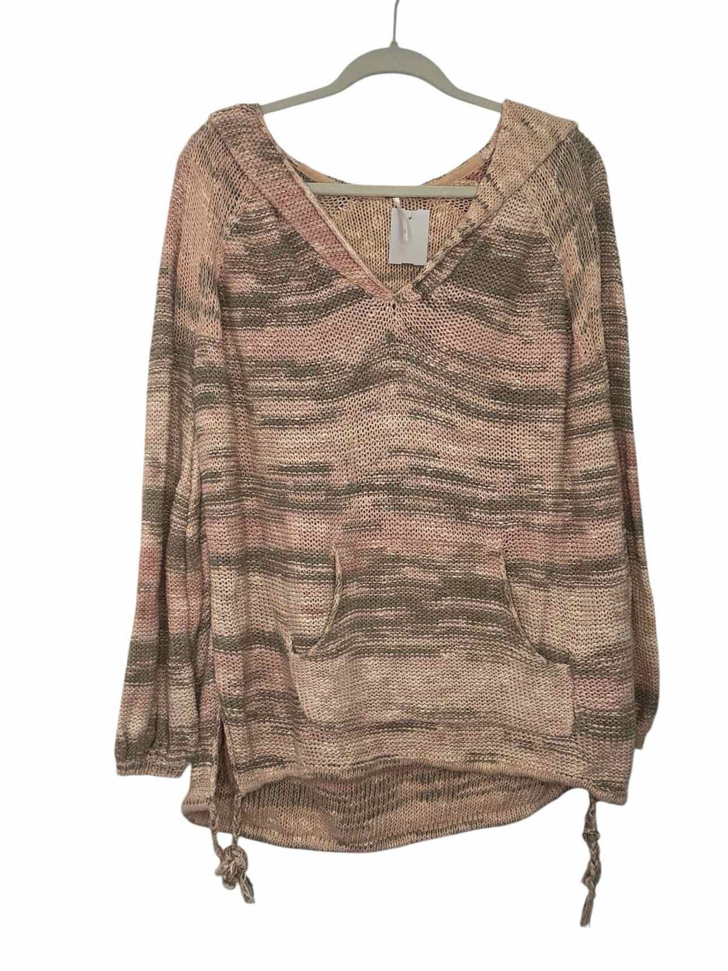 Free People Size Small Pink Print Pre-Owned Sweater- Ladies