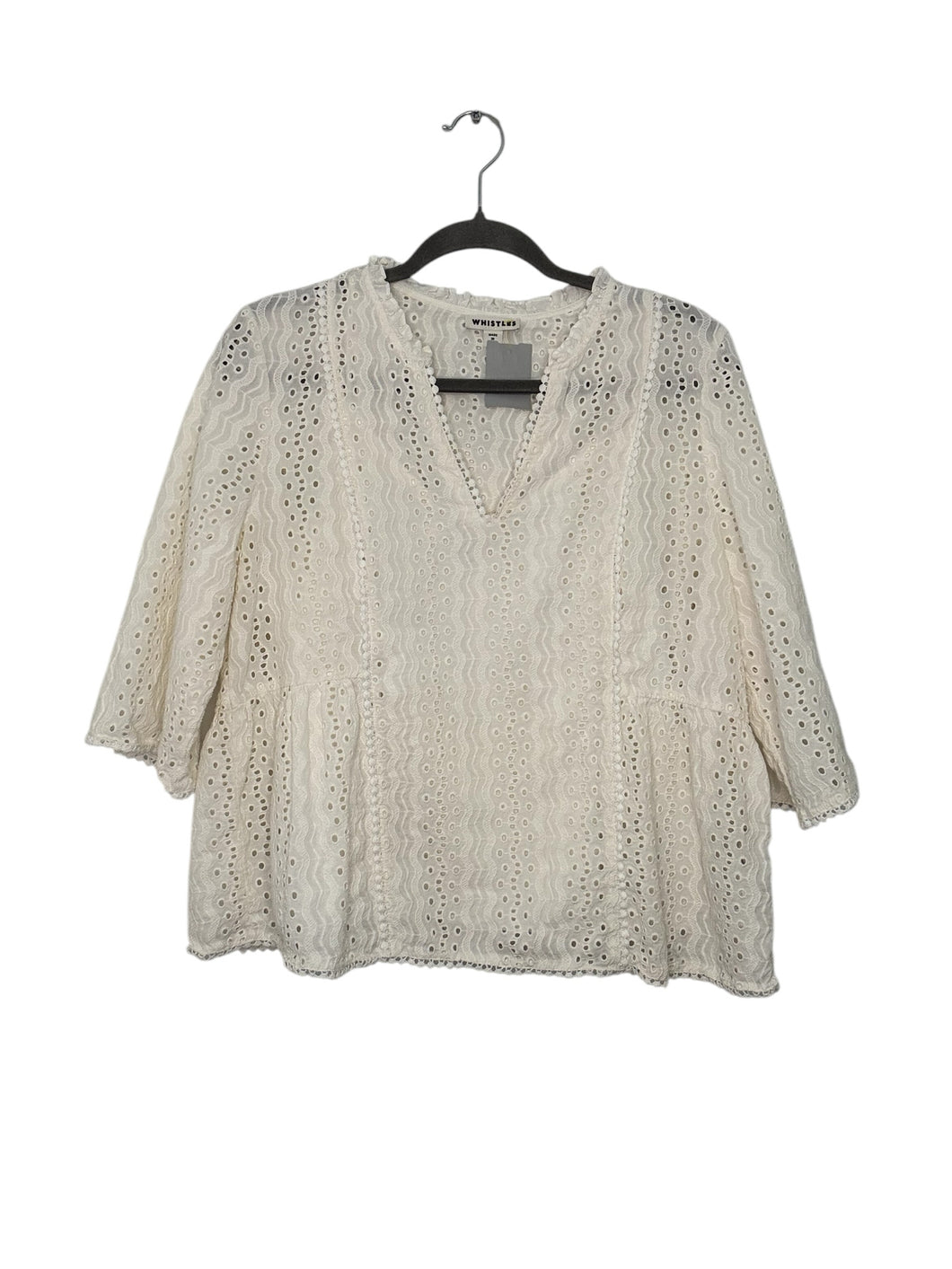 Whistles Size 10 Cream Pre-Owned Top- Ladies