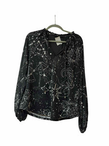 WH/BM Size Small Black Print Pre-Owned Top- Ladies