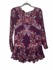 Free People Size Small Purple Print Pre-Owned Dress- Ladies