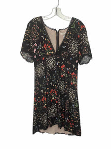 Alice + Olivia Size Medium Black Floral Pre-Owned Dress- Ladies