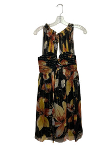 Anthropologie Size 2 Black Floral Pre-Owned Dress- Ladies