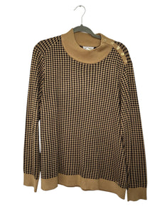 Calvin Klein Size X-Large Tan Print Pre-Owned Sweater- Ladies