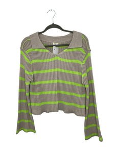 Pol Size Medium Grey Stripe Pre-Owned Sweater- Ladies