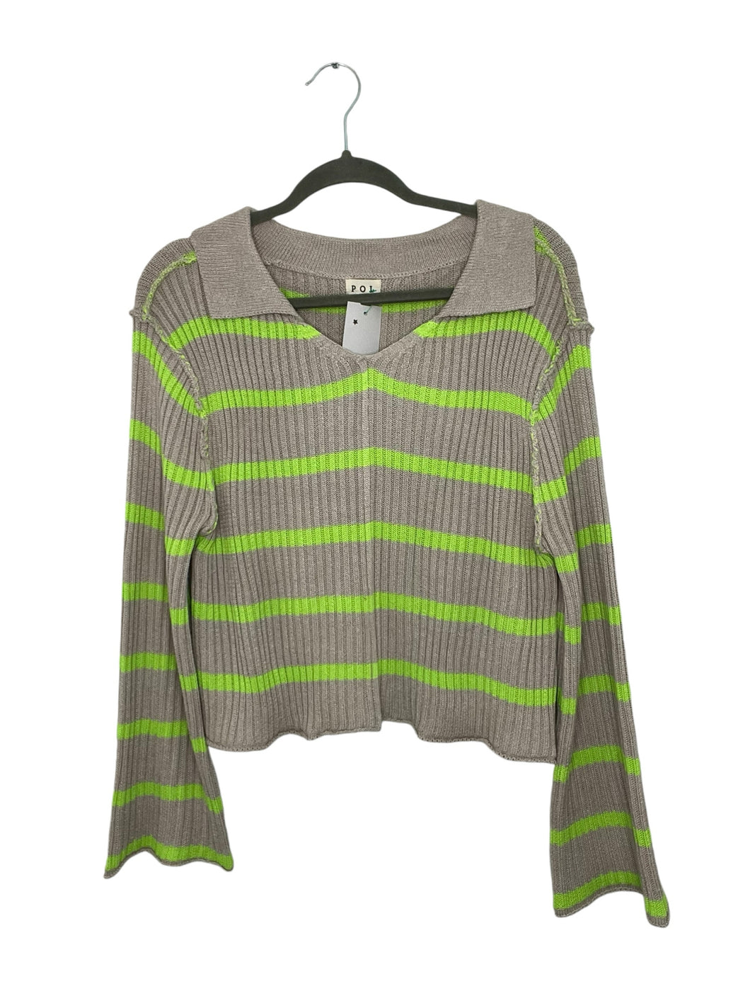 Pol Size Medium Grey Stripe Pre-Owned Sweater- Ladies