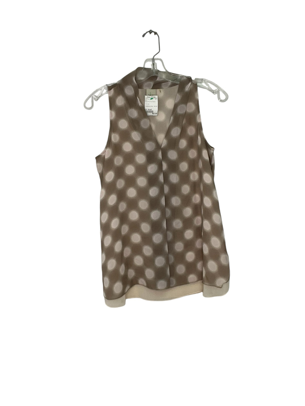 Ecru Size X- Small Beige Print Pre-Owned Tank Top- Ladies