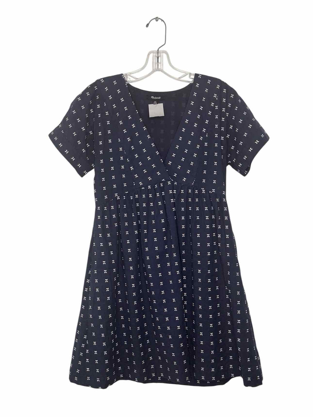 Madewell Size XXS Navy Print Pre-Owned Dress- Ladies