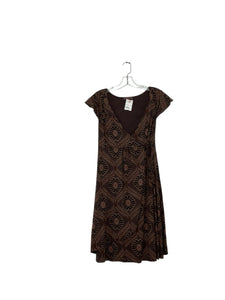 Fresh Produce Size X- Small Brown Print Pre-Owned Dress- Ladies