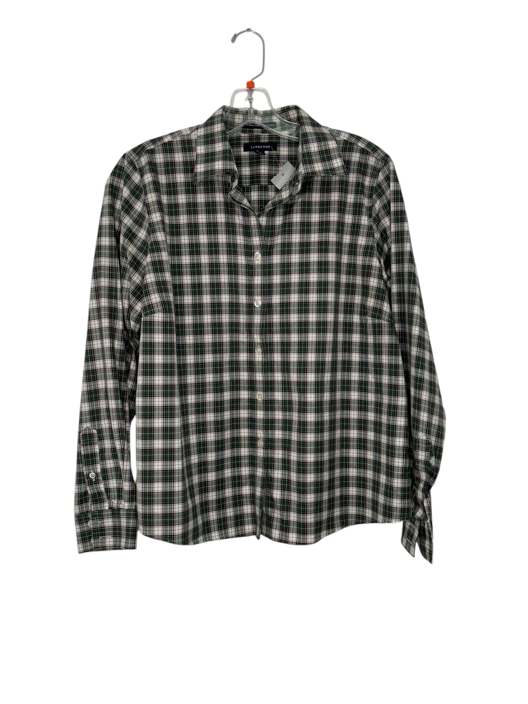 Lands End Size 14P Green Plaid Pre-Owned Shirt- Ladies