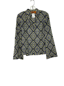 Tory Burch Size 4 Black Print Pre-Owned Blouse- Ladies