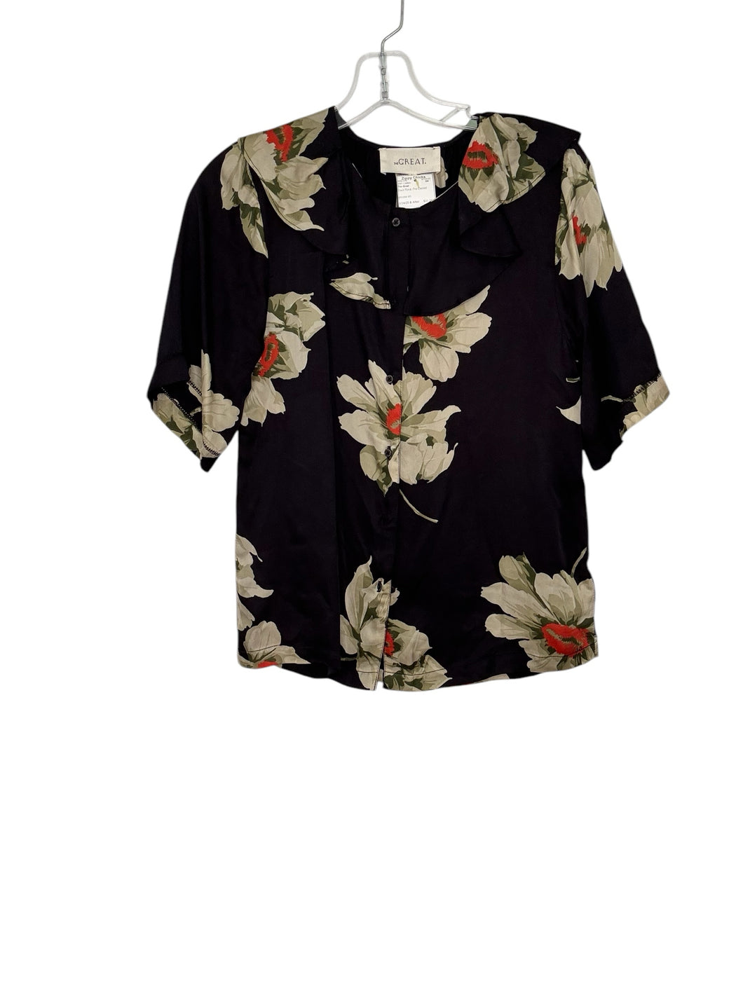 The Great Size 0 Black Floral Pre-Owned Shirt- Ladies