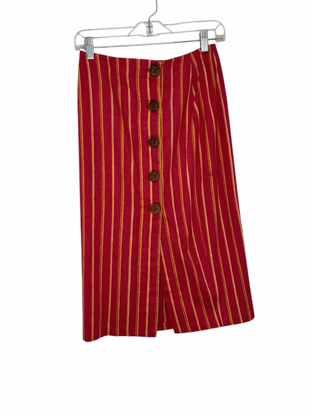 Ellen Tracy Size 6P Red Stripe Pre-Owned Skirt- Ladies