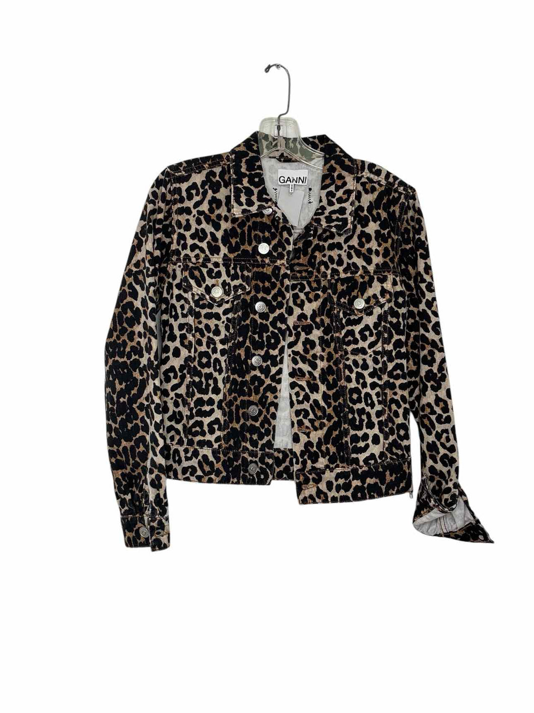 Ganni Size 4 Animal Print Pre-Owned Blazer/Indoor Jacket- Ladies