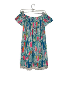 Lilly Pulitzer Size Small Teal Print Pre-Owned Dress- Ladies