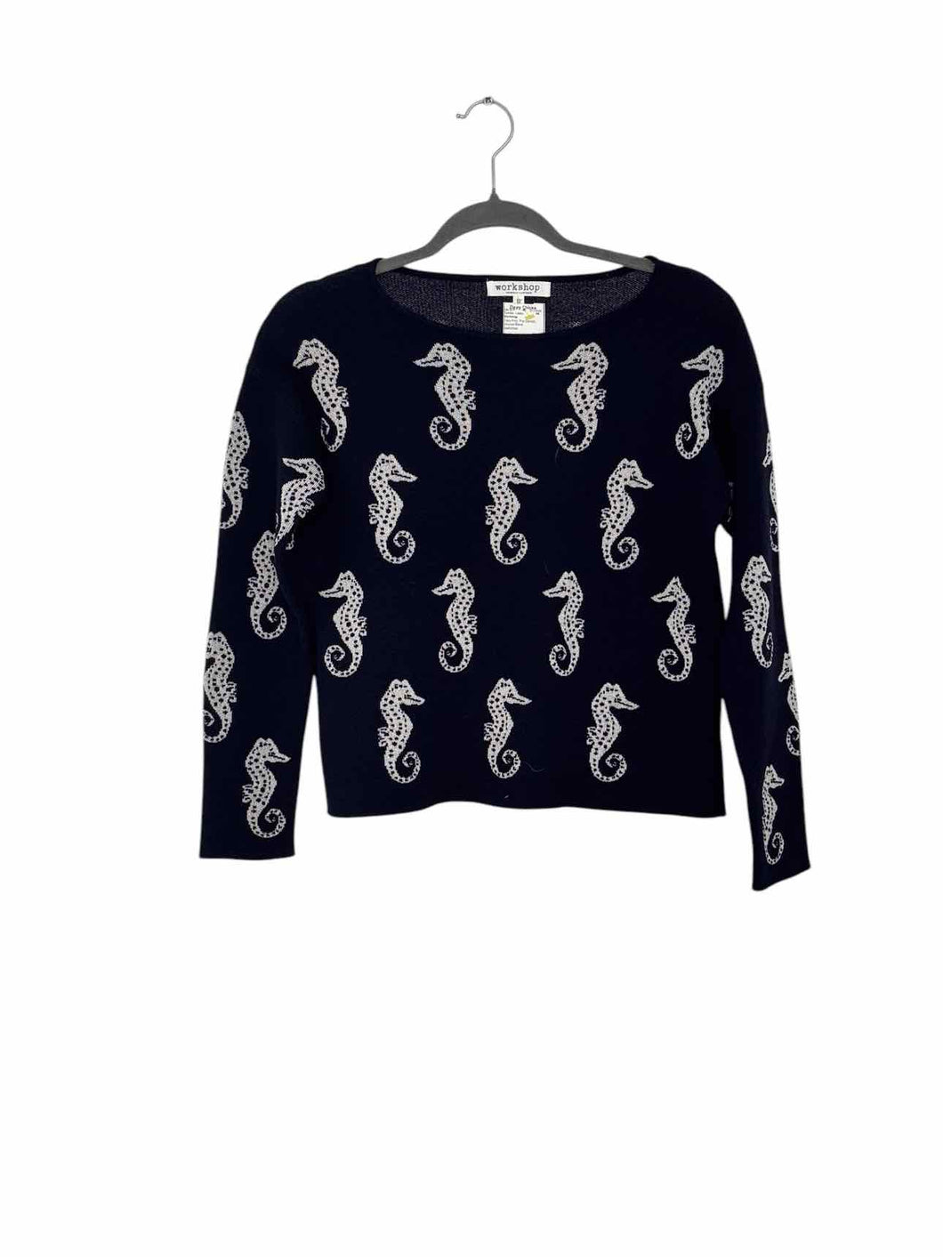 Workshop Size X- Small Navy Print Pre-Owned Sweater- Ladies