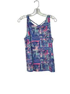 Lilly Pulitzer Size Medium Blue Print Pre-Owned Tank Top- Ladies