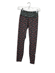 Nike Size X- Small Black Floral Pre-Owned Leggings- Ladies