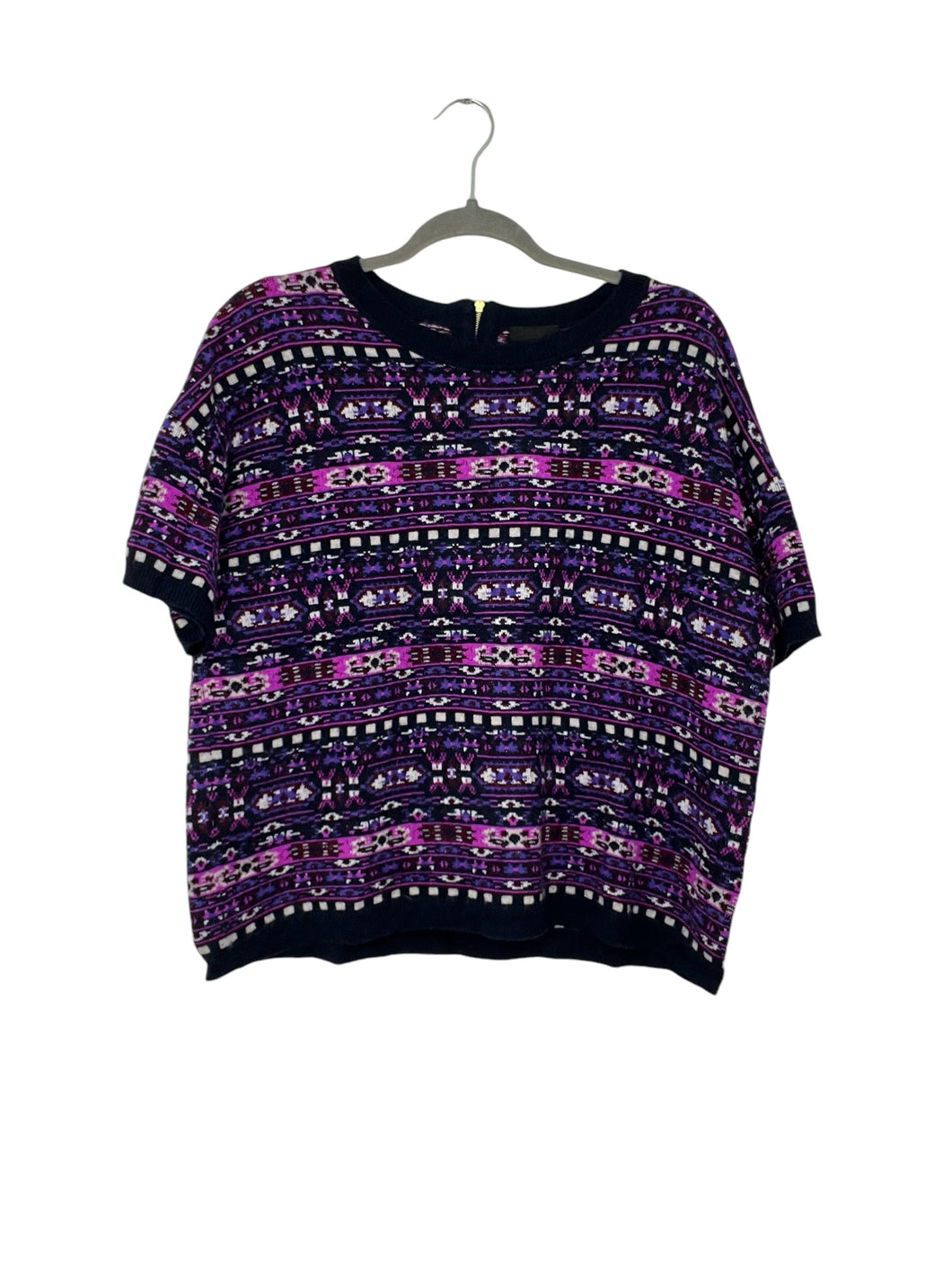 J Crew Size Small Purple Print Pre-Owned Sweater- Ladies