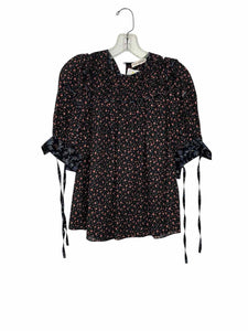 Ulla Johnson Size 2 Black Floral Pre-Owned Blouse- Ladies