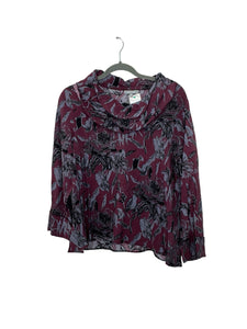 Habitat Size Medium Burgundy Print Pre-Owned Top- Ladies