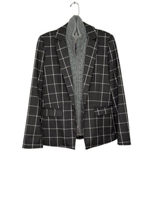 Central Park West Size Small Grey Plaid Pre-Owned Blazer/Indoor Jacket- Ladies