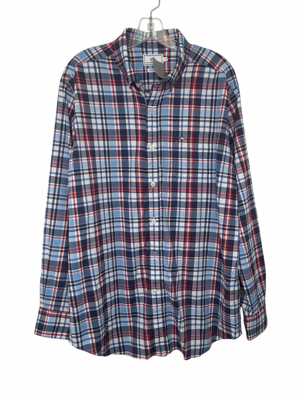 Southern Tide Size L Blue Plaid Pre-Owned Shirt- Mens