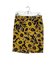 J Crew Size 8 Yellow Print Pre-Owned Skirt- Ladies