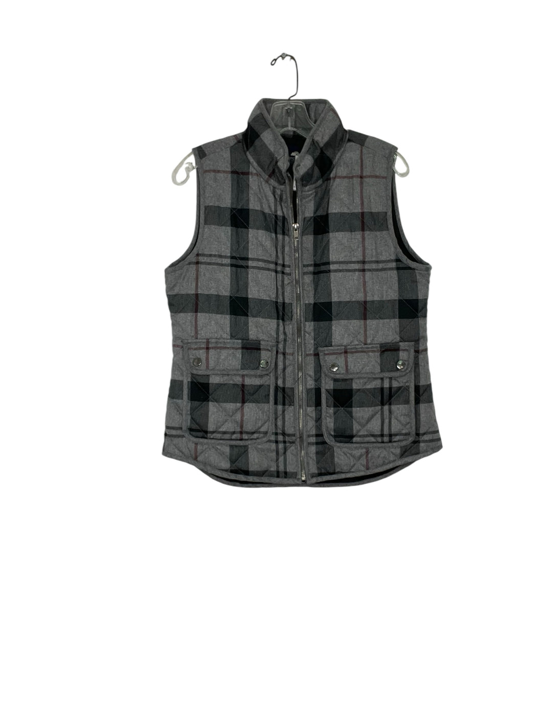 British Khaki Size Medium Grey Plaid Vest- Ladies