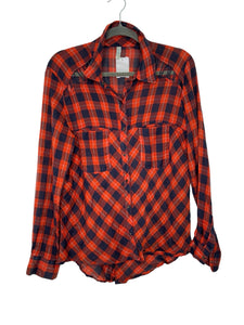 Free People Size Small Red Plaid Pre-Owned Shirt- Ladies